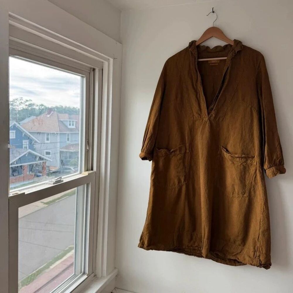 Fine Stripe TOAST Cotton Linen Dress